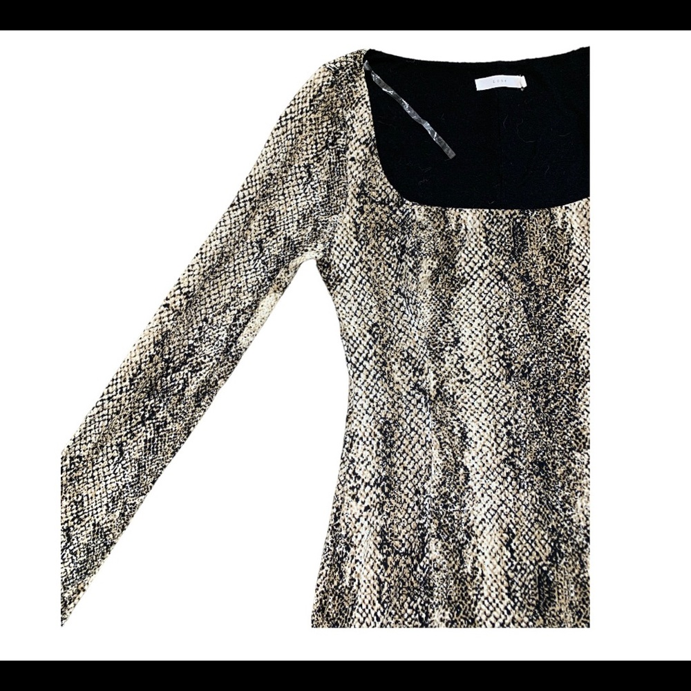 LUSH Snake/Animal Skin Print Dress With Long Sleeves Brown/Black Size Large - Picture 4 of 9